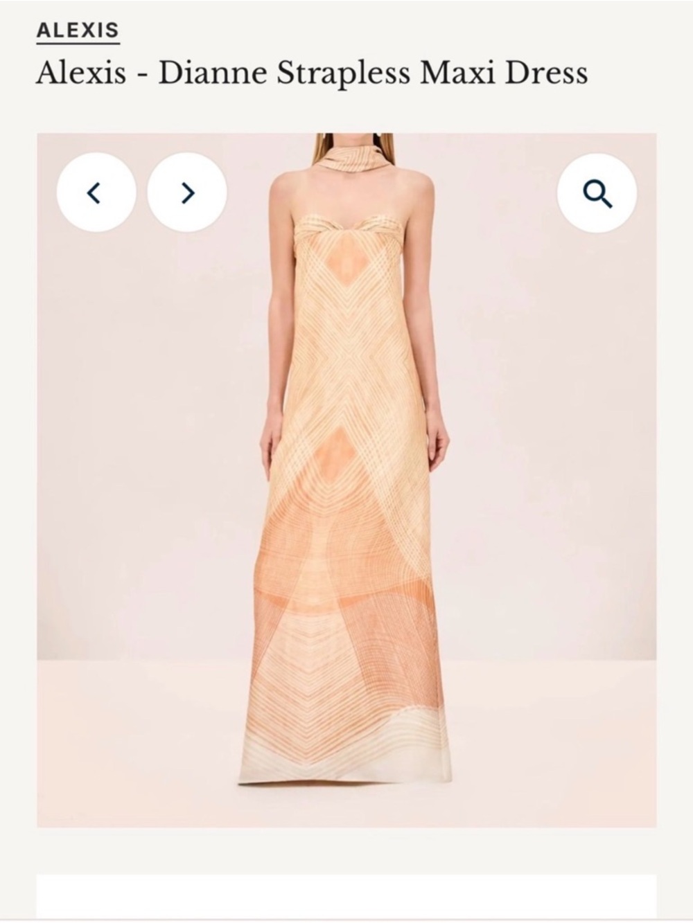 Alexis Diane Strapless Maxi Dress in Peach and Cream